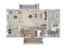 2 BHK floor plan